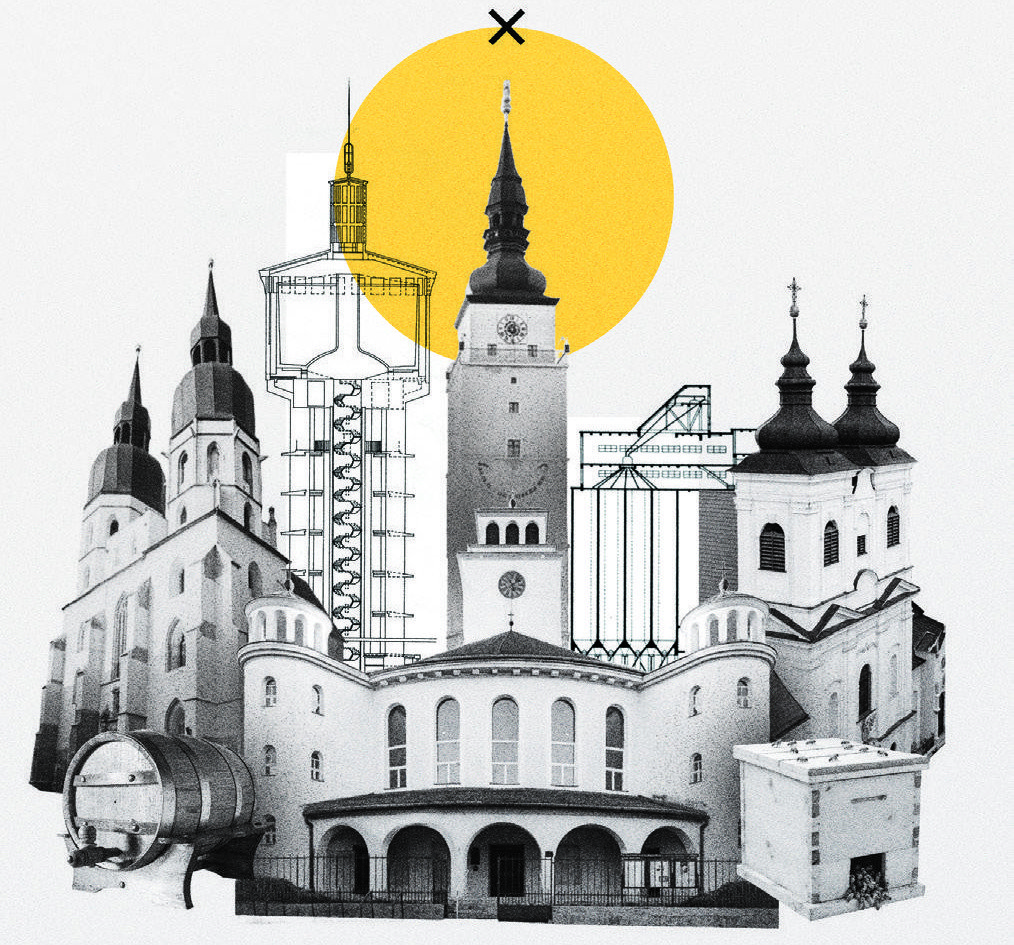 Trnava landmarks: collage from the Región Trnava travel guide